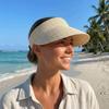Einfarbige Sommer-Visierkappe Verstellbare breite Krempe Strandhut Einfache Stroh-Sonnenkappe Sommer