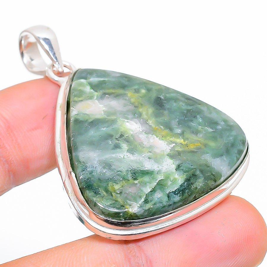 

Natural Seraphaintine Gemstone Handmade 925 Sterling Silver Pendant 1.89 b7R05