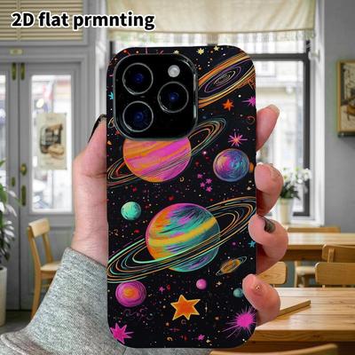 Phone Case: 2D Flat Design Suitable for iPhone 18, 17, 16, 15, 14, 13 Pro Film Protective Case, Couple Style, Colorful Planets, Christmas and Hallowee