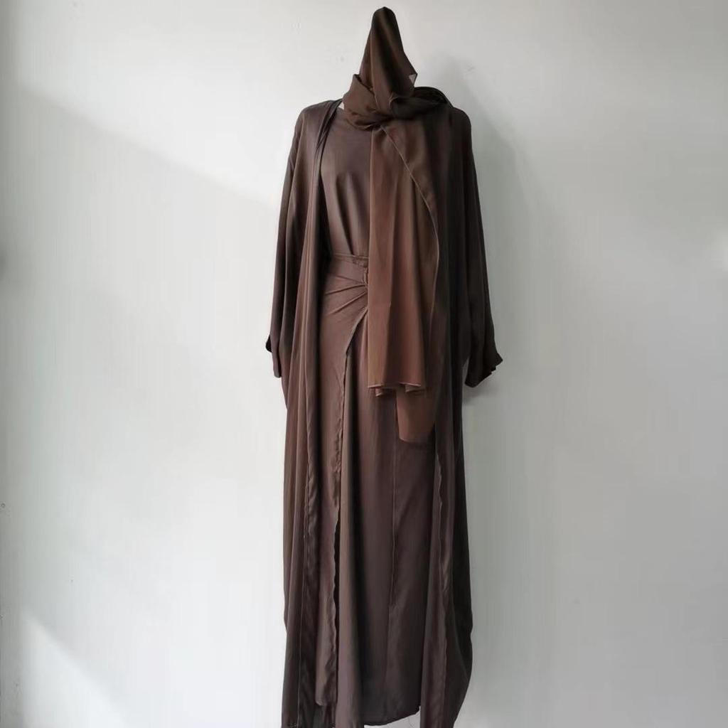 Elegant European & American Solid Color Cardigan Three-Piece Set for Middle East 