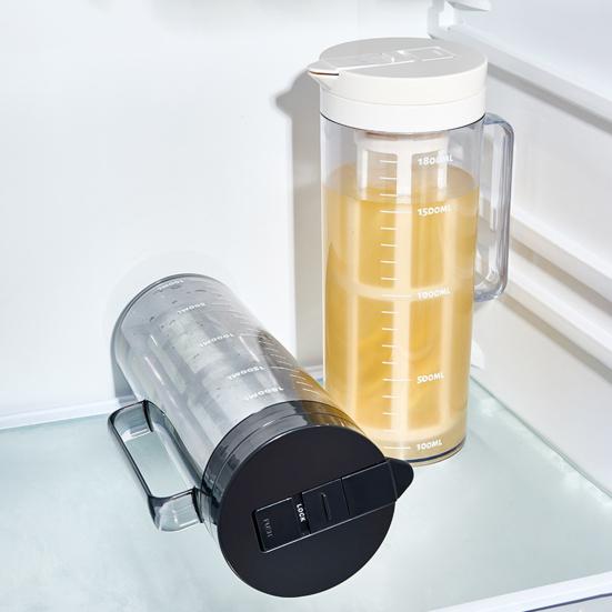 Large Cold Water Pitcher, 2000ml Flip Lid Dispenser for Fridge Side Door, BPA-Free Leakproof Jug with Infuser for Fruit Tea