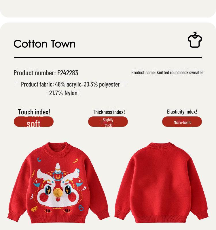 Suéteres de Ano Novo Infantil 2025 - Algodão Tipo A Roupas de Inverno para Meninos e Meninas