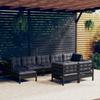 Day and Night - Day and Night Garden Furniture 9 Pieces and Cushions Black Solid Pine Wood
