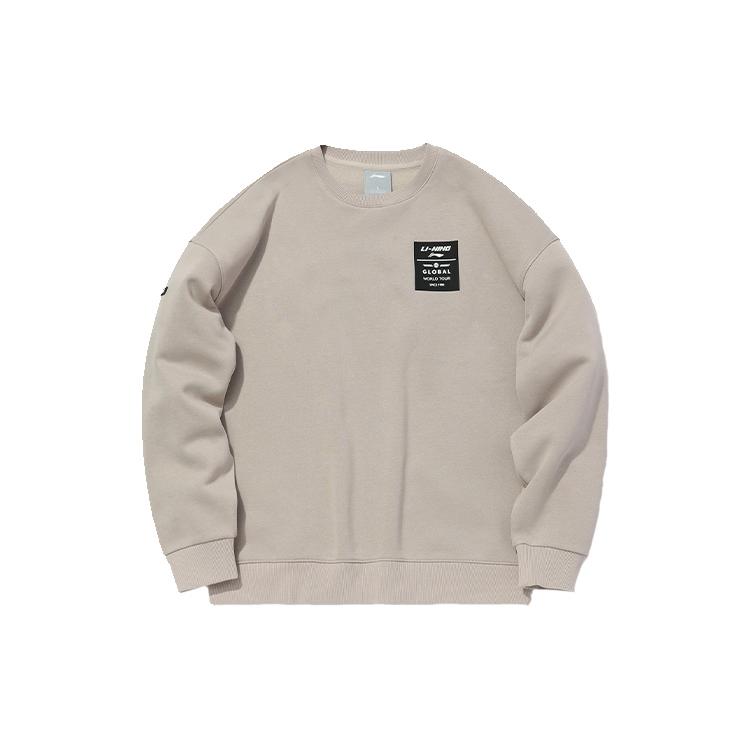 Li Ning Sweatshirts Unisex Light White Purple Crew Neck Moderate Regular AWDQ708-10 XXXL