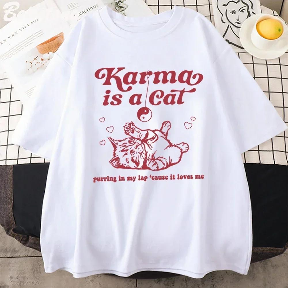 

Karma Cat 2026 Taylor Midnight Album Short Sleeve TShirt for Women Unisex Retro Street Y2K Casual Fashion Tops Clothing 4XL
