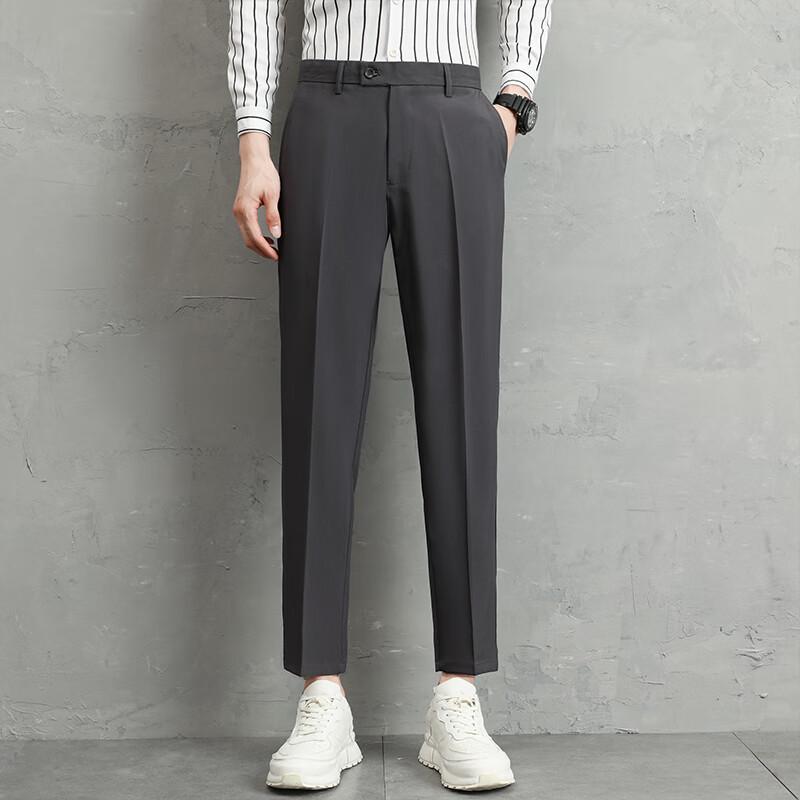 Chutang Men's Wrinkle-Free Straight-Leg Casual Business Pants