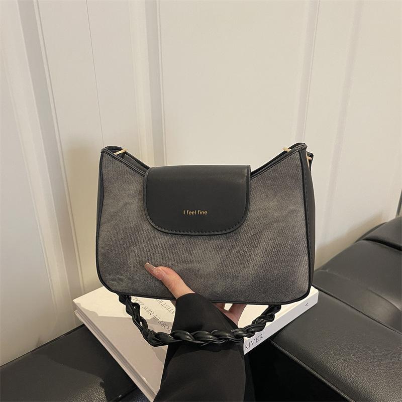 

Vintage Women Woven Strap Shoulder Bags Versatile Portable Ladies Flap Crossbody Bag Simple Female Phe Handbags Purse чёрный