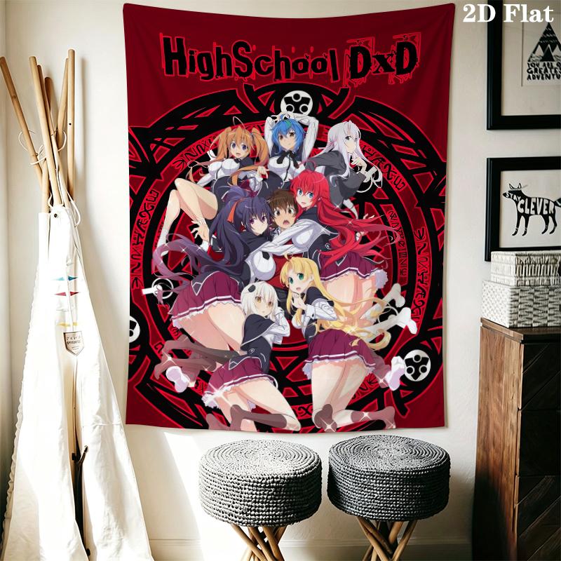 High School DxD Wall Tapestry Aesthetic Wall Hanging Printed Fabric Blanket Decorative Tapestries for Bedroom Living Room Home Decor