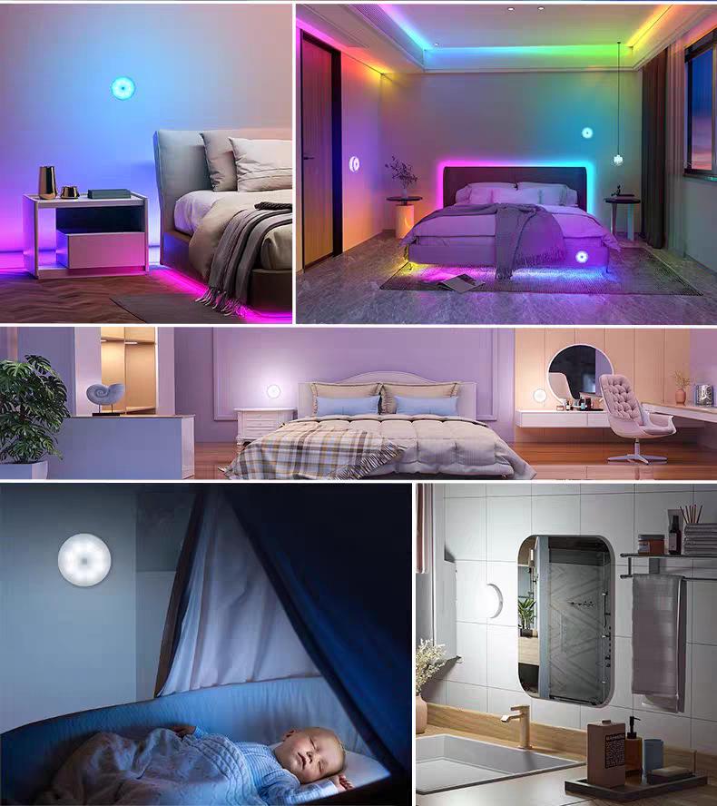 16-Color Remote Control Motion Sensor Ambient Light with Magnetic Suction and Rechargeable Battery for Cabinets and Parties