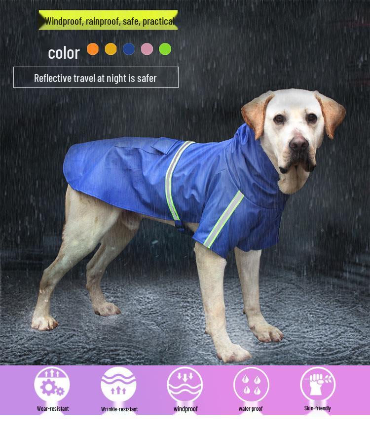 Waterproof Raincoat with Reflective Strips for Large Dogs (Golden Retriever, Samoyed)