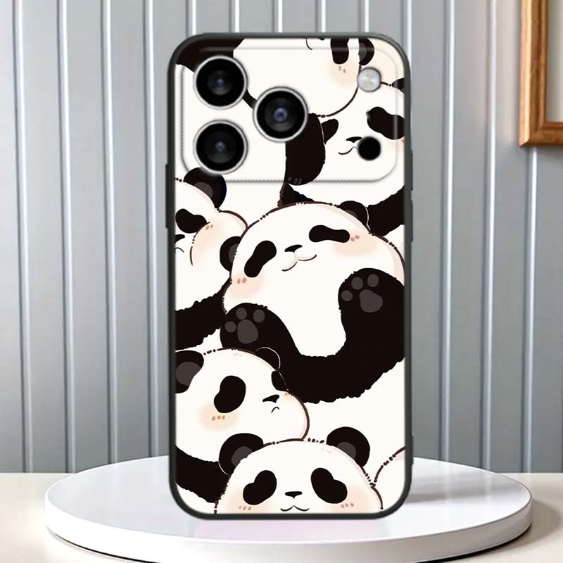 Cartoon Animals Cute Phone Case For Apple iPhone 17 16 16E 15 14 13 12 11 Pro Max Plus Black Soft Silicone