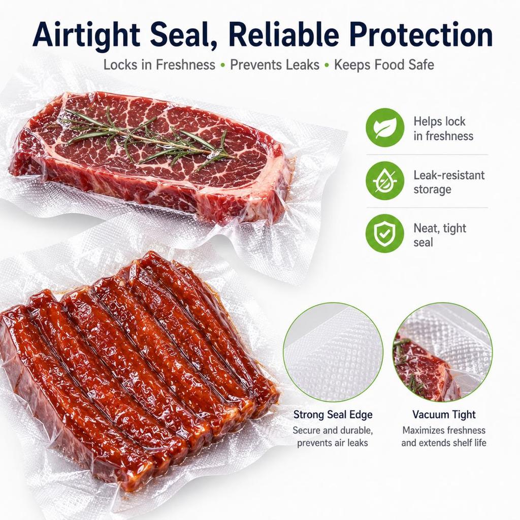 Vacuum Fresh‑keeping Bags, Textured Sealer Bags, Special Vacuum Packaging Bags, Household Compression Bags, Sealing, Kitchen Supplies