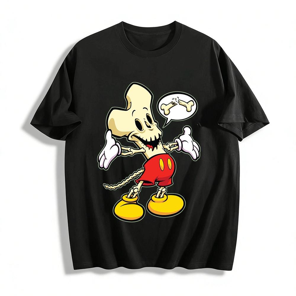 

Funny Mickey Mouse Skull Parody Print Unisex Short Sleeve T-Shirt Pure cotton T-shirt XXS