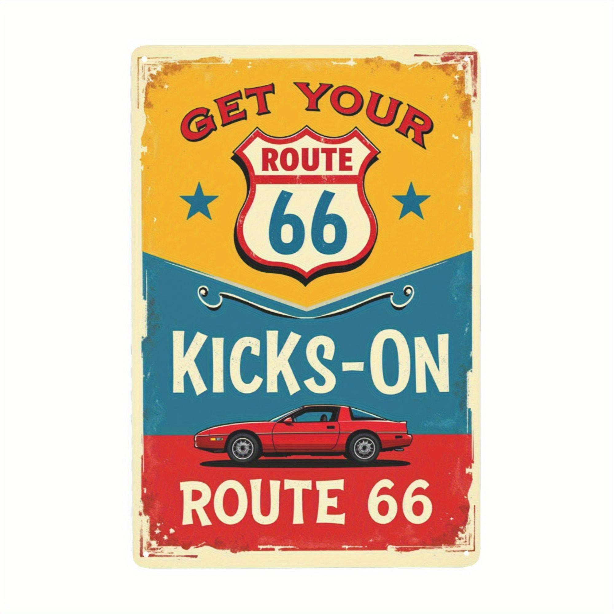 

Retro 66 Highway Metal Wall DecorationsClassic Car and Enjoy Life Design Waterproof and Dustproof Wrought Iron Decoration S 20x30cm（7.8x11.8inch）