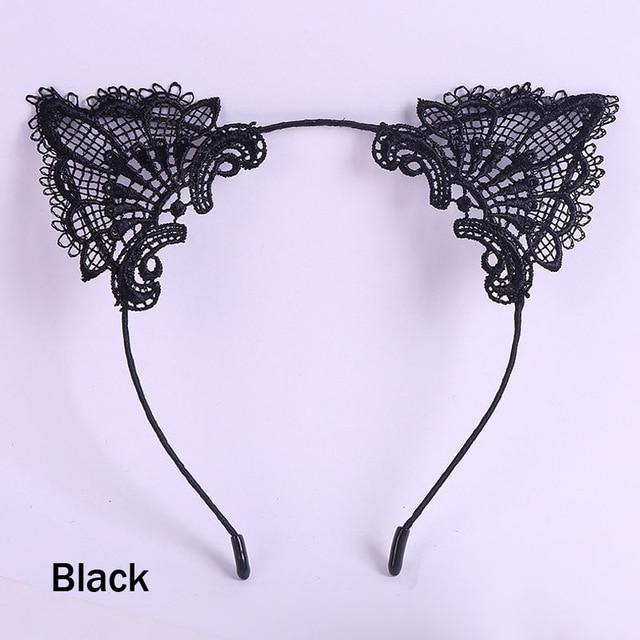 Lace Cat Ears Headband Kitten Cosplay  Accessories Pet Play