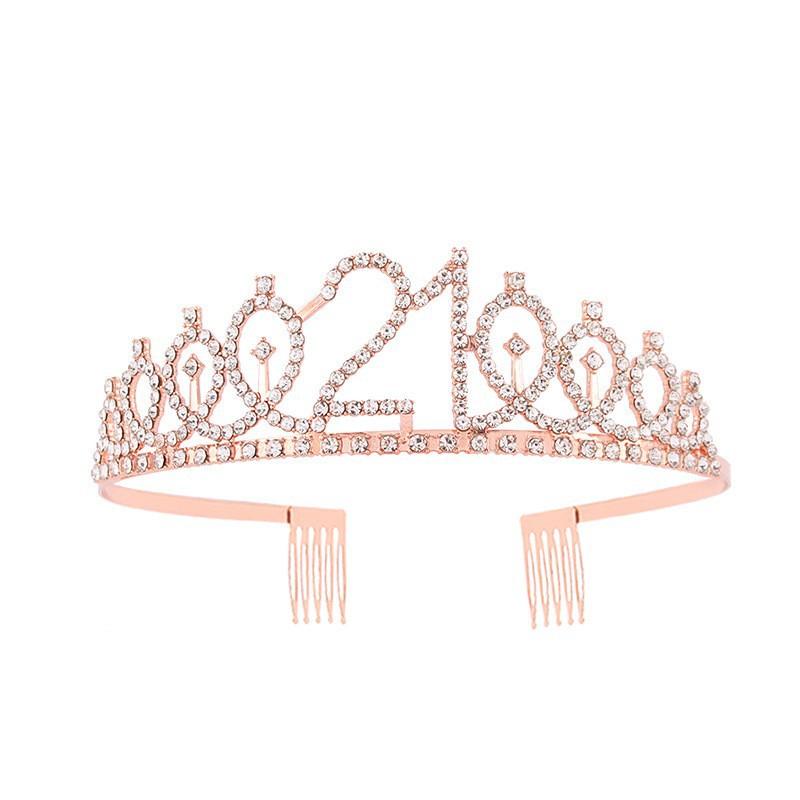 First Birthday Number Crown Water Diamond Headband  Ball Hair Accessory Anti Slip Cake  Decoration Alloy Hair Band