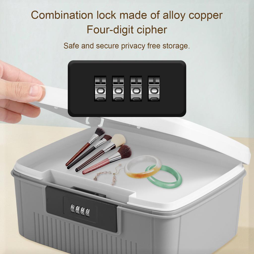 4 Digit Password Lock Safe Box Large Capacity Privacy Container Portable Organizer Household Cash Jewelry Security Storage Box