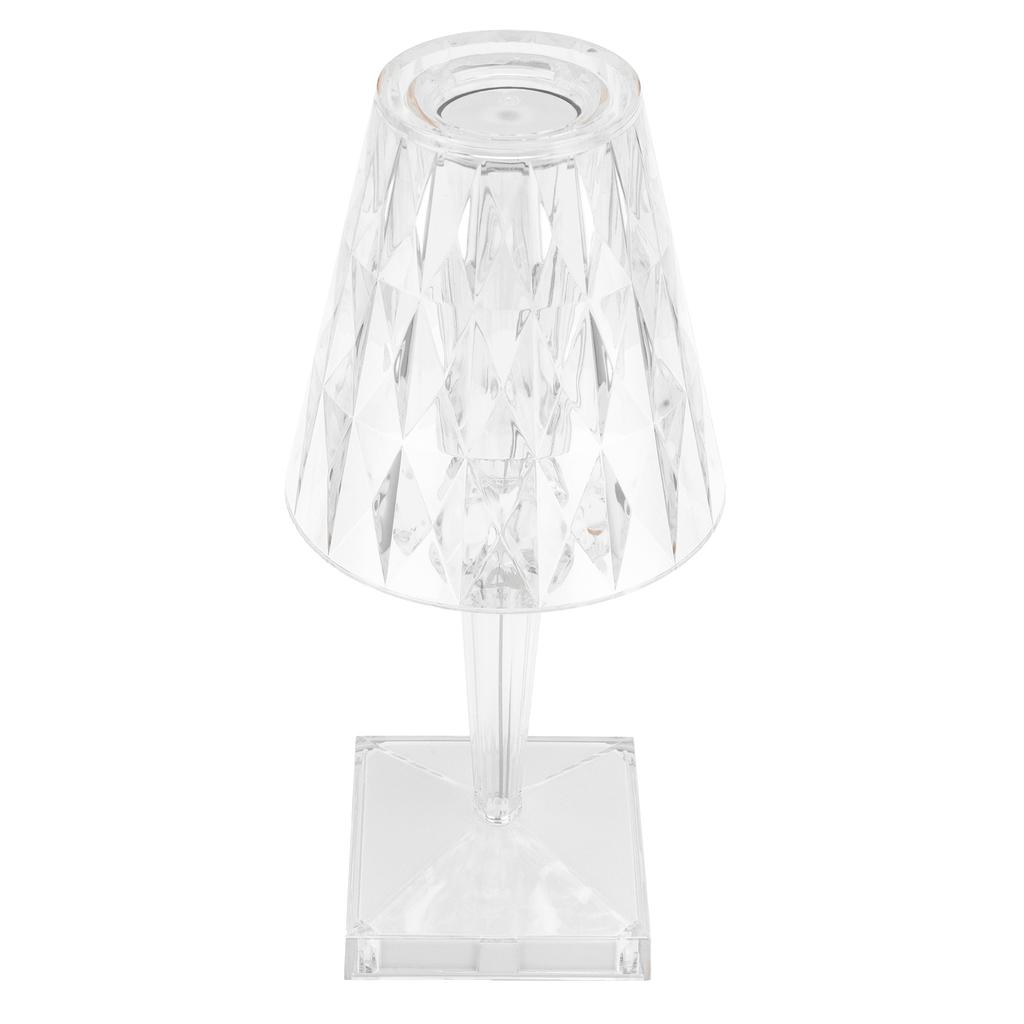 LED Crystal Table Light Transparent Prism Dimmable Desk Lamp USB Charging Bedside Decor