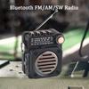 Portable FM AM SW Radios Receiver Mini Pocket Radio Bluetooth Radio Multifunctional Wireless Music Player with LED Flashlight