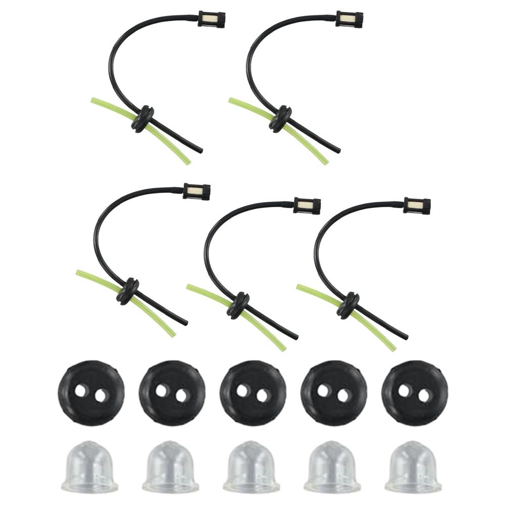 5/10 Set Fuel Filter Fuel Hose Seal With Priming Bulbs For Brushcutter Hedge Trimmer Garden Lawn Mower Accessories
