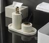 Bathroom Accessories Set  9-Piece Marble White Bathroom Set White Bathroom Accessories with Slim Trash Can Soap Dispenser  Brush