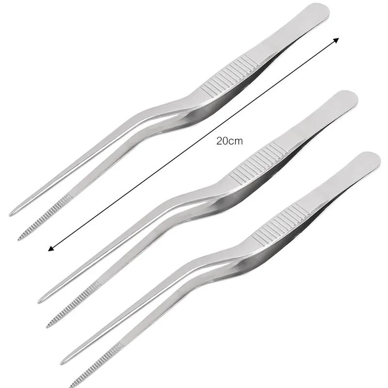 3/1Pcs Kitchen Tweezer Utensil BBQ Tweezer Food Clip Kitchen Bar Chief Tong Stainless Steel Portable for Picnic Barbecue Cooking