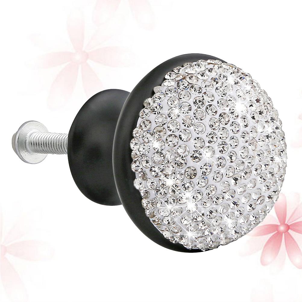 Aluminum Alloy Door Knobs Black Rhinestone Mushroom Shape Creative Pull Handle Cabinet Drawer Cupboard Shining Alloy Knobs