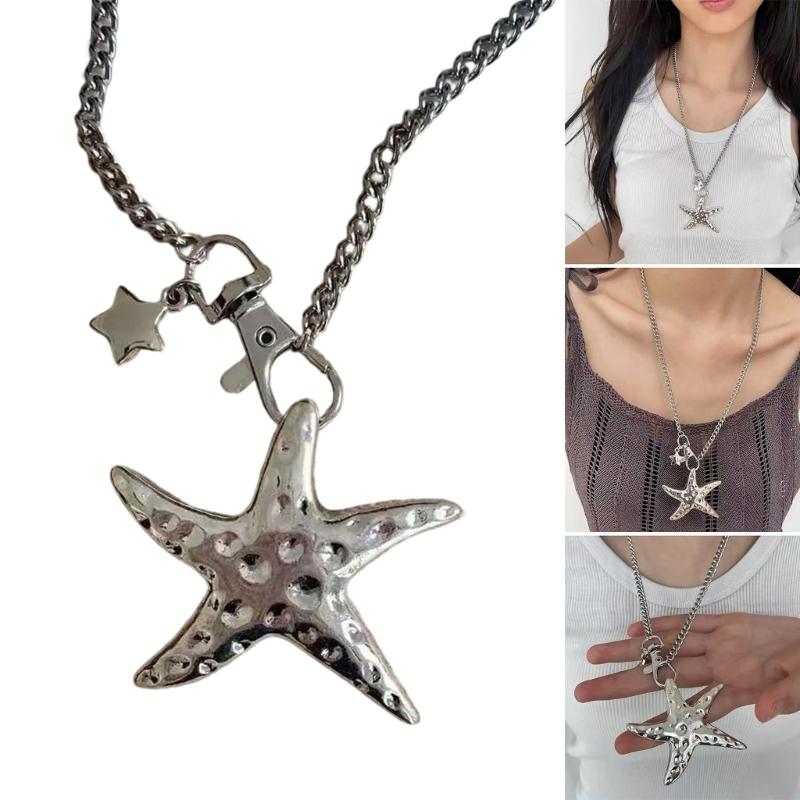Retro Star Pendant Necklace Unique Necklace Exaggerated Metal Necklace Perfect for Youthful Fashion Enthusiasts