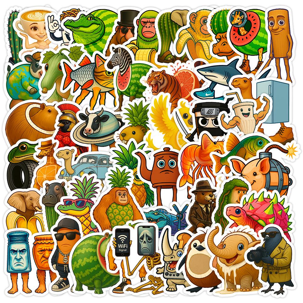 50 Shan Hai Jing Graffiti Stickers - Waterproof Decorative Animal Decals for Water Bottles, Phones, and Computers