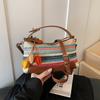 Striped Straw Baguette Small Bag Portable Messenger Women's Bag