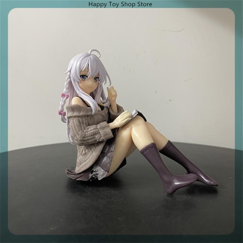10cm The Journey Of Elaina Elaina Sitting Reading Anime Girl Figure Model Statue Boys Collection Desktop Decoration Ornament Toy