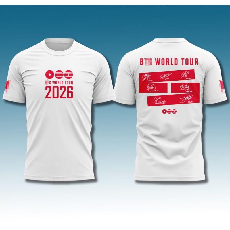 2026 BTS World Tour T Shirt Double Sided Print Cotton Tee Teen Boys Loose Fit Casual Short Sleeve Top