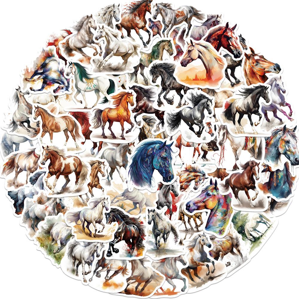 60PCS Horse Funny Animals Stickers DIY Kids Notebook Luggage Motorcycle Laptop Refrigerator Decals Graffiti Sticker