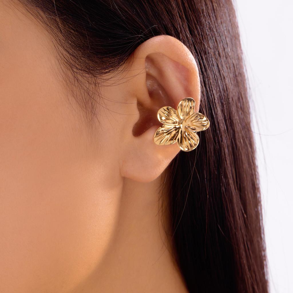 Starfish Ear Armor Ear Bone Clip for Women Simple Shell Floral No Ear Hole Bony Ring Ear Clip Beach Holiday Zircon Gift