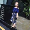 2023 Fashion 2PCS Summer Kids Clothes for Teenager Off Shoulder T-shirt+ Floral Pants for 3-10Years 110-160CM