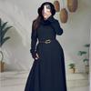 Autumn 2025 European and American Women's Stand Collar Long Sleeve Knit Belt Sweater Dress