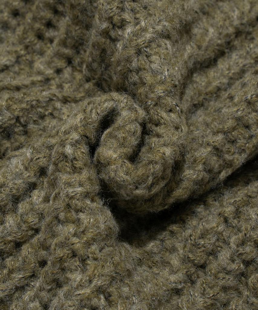 OTHERFITS Cable High-Neck Knit Zip-Up (Khaki)