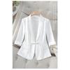 Classic White Summer Jacket for Women, Short Slim-fit Style with High-end Texture