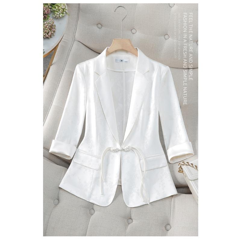 Classic White Summer Jacket for Women, Short Slim-fit Style with High-end Texture
