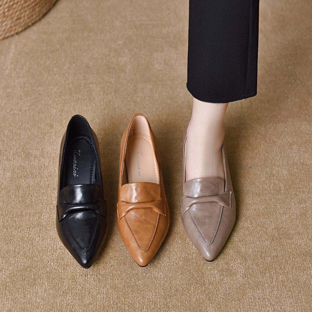 Pointed high heels women's spring new thin heels elegant shallow mouth single shoes professional work shoes commuter leather shoes