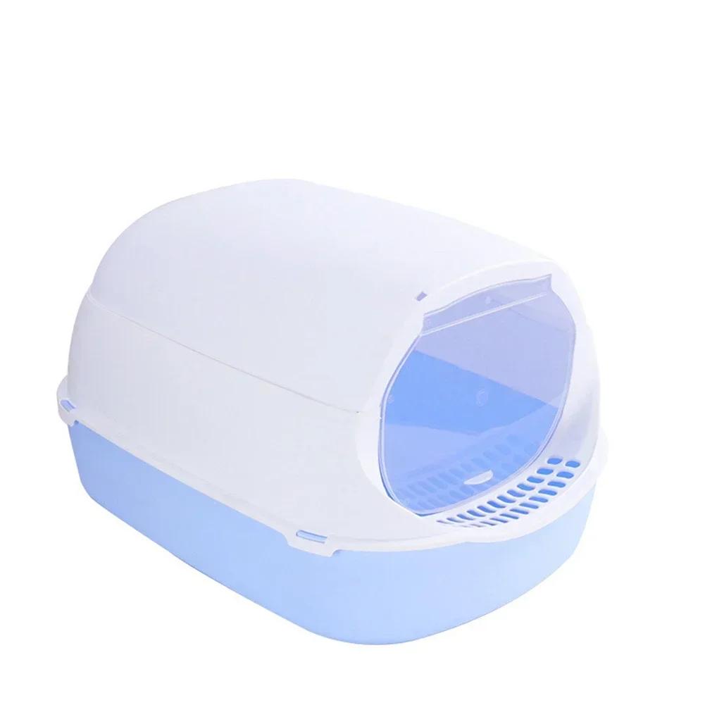 Kitty Semi-Enclosed Cat Litter Box - Splashproof Cat Toilet Tray Cleaning Basin Supplies Suitable for Kittens & Pet Cat Bedpan