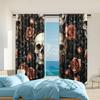 2 Pcs, Versatile Polyester Transparent Curtains for Home Decoration Grey Skull & Floral Peel for Use In Bedrooms and Living