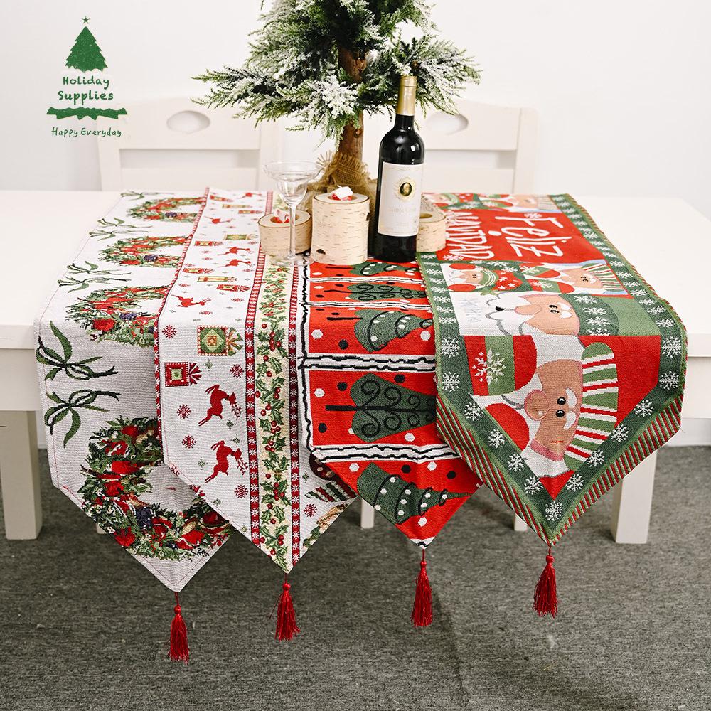 

Новые рождественские украшения для дома, трикотажная ткань, настольный флаг, креативная рождественская скатерть, украшение стола, украшение дома