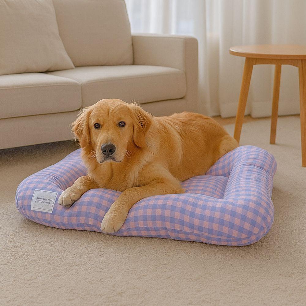 Non-slip Plaid Dog Cushion Macaron Pet Sleeping Bed Cute Cat Mat  Autumn