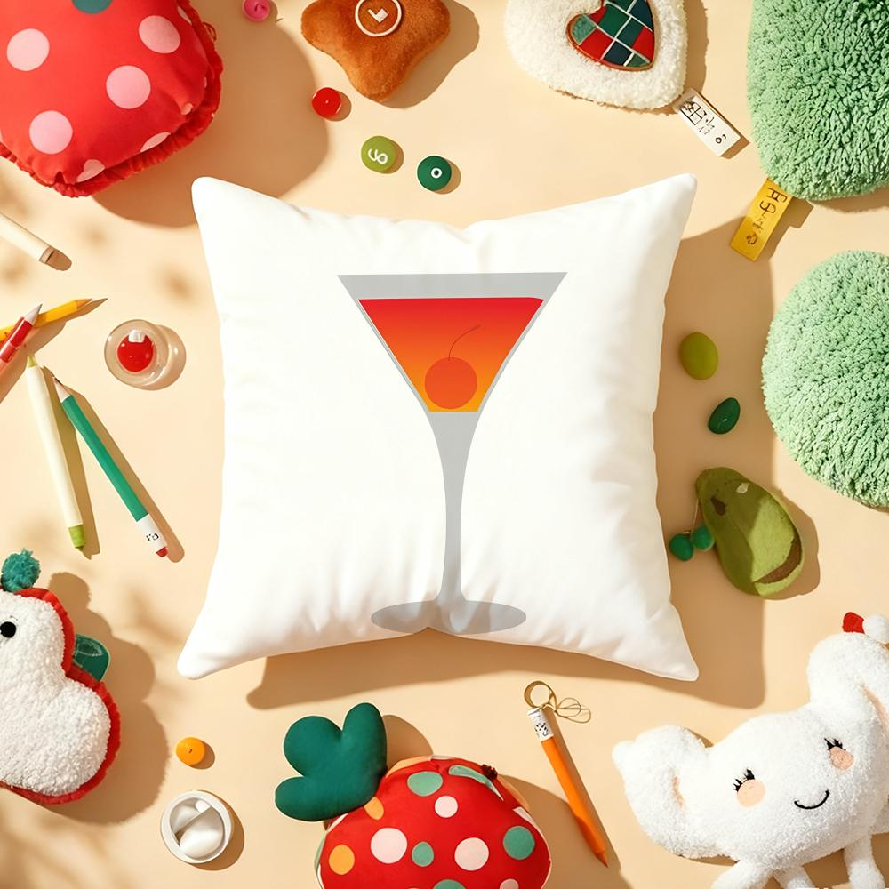 Cocktails Cushion Cover Soft Short Plush DoubleSided Printing Home Decor Machine Washable Pillow Case Gift