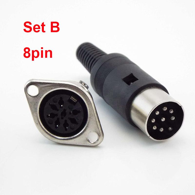 DIN Audio Adapter 3/4/5/6/7/8 Pin DIN Male Female Plug with Plastic Handle Female Socket Hulled Panel Mount Chassis Connector