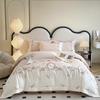Luxury All-Cotton Floral Embroidery Bedding Set: High-End Long-Staple Cotton Duvet Cover and Bed Sheet.