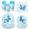 Butterfly Birthday Theme Party Supplies Birthday Decoration Butterfly Disposable Tableware Tissue Tablecloth Arrangement