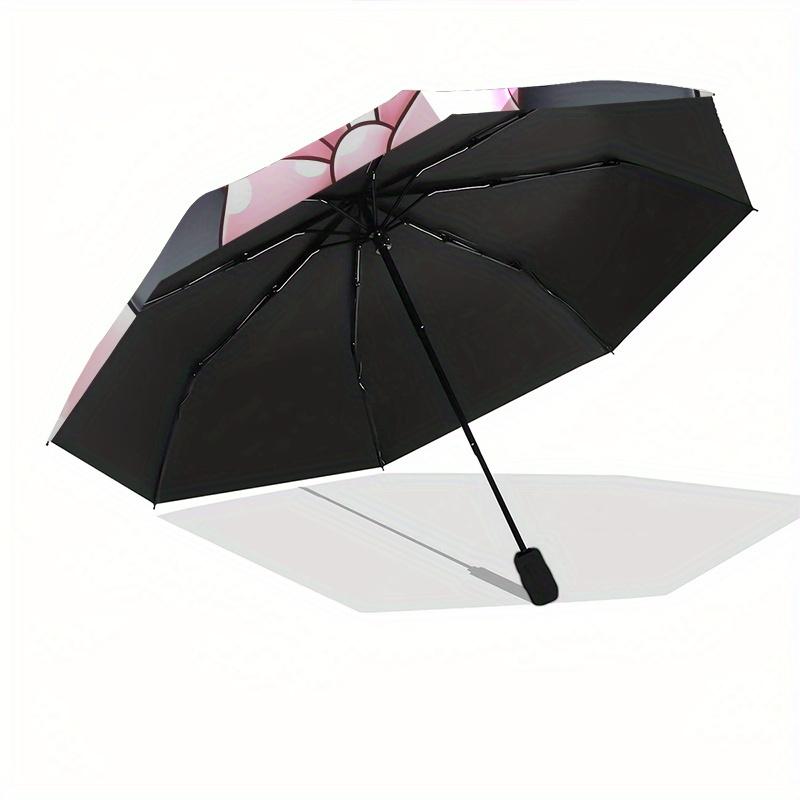 Minnie Mouse,Pink Theme Automatic Folding Umbrella - Simple 8-Rib Design, Bright Cartoon Pattern, Durable Iron Frame, Suitable For Travel, O