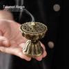 Xiangyun Lotus Incense Burner: Mini Three-Legged Copper Aromatherapy with Porous Boshan Design